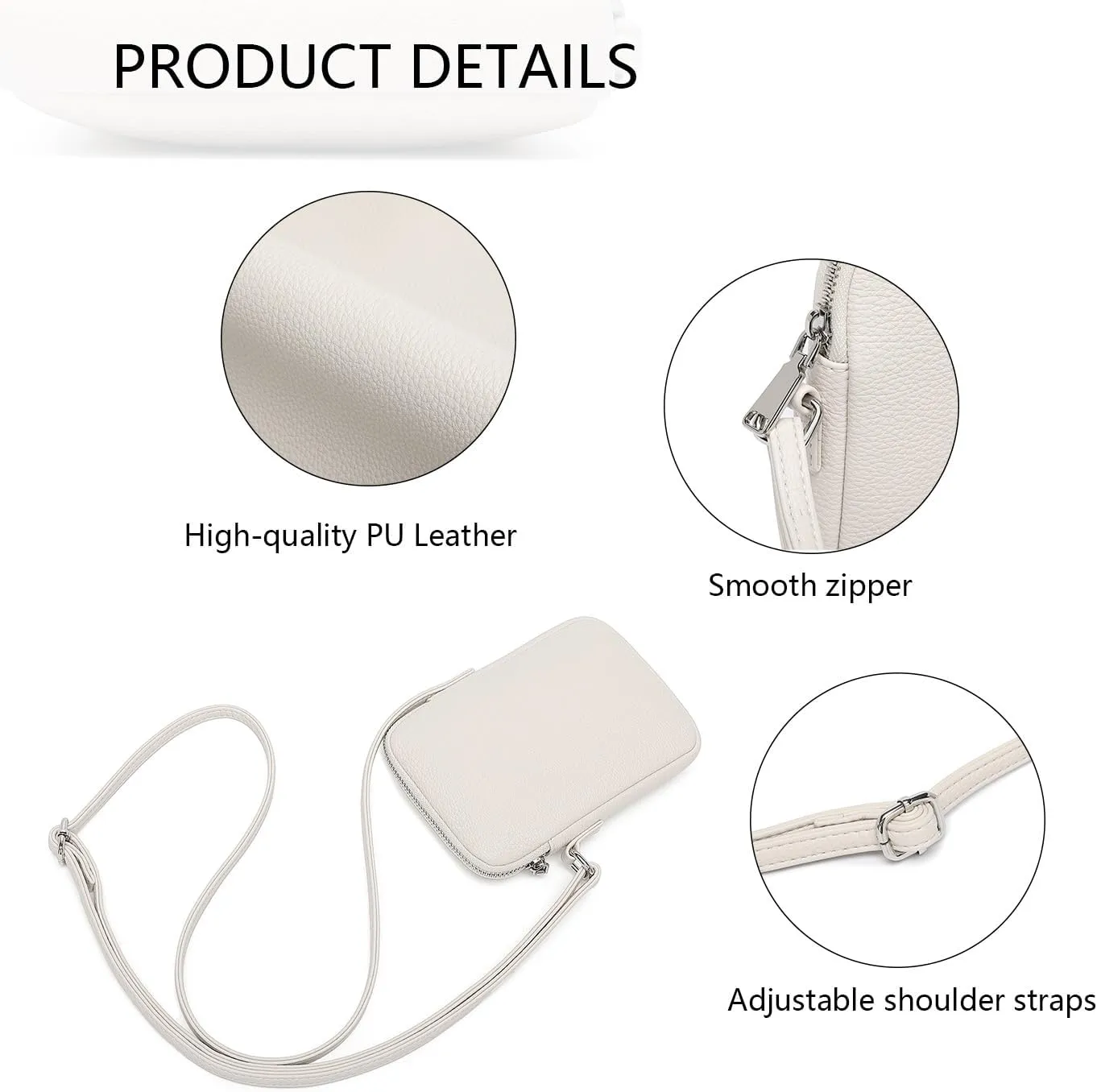 Small Crossbody Purse Zipper Cell Phone Bag Mini Shoulder Purse Wallet Smart Phone Wallet with Credit Card Solts