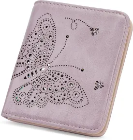 Small RFID Wallet Women Ultra Thin Slim Womens Wallet Mini Compact Bifold Pocket Ladies Wallets for Women PURPLE