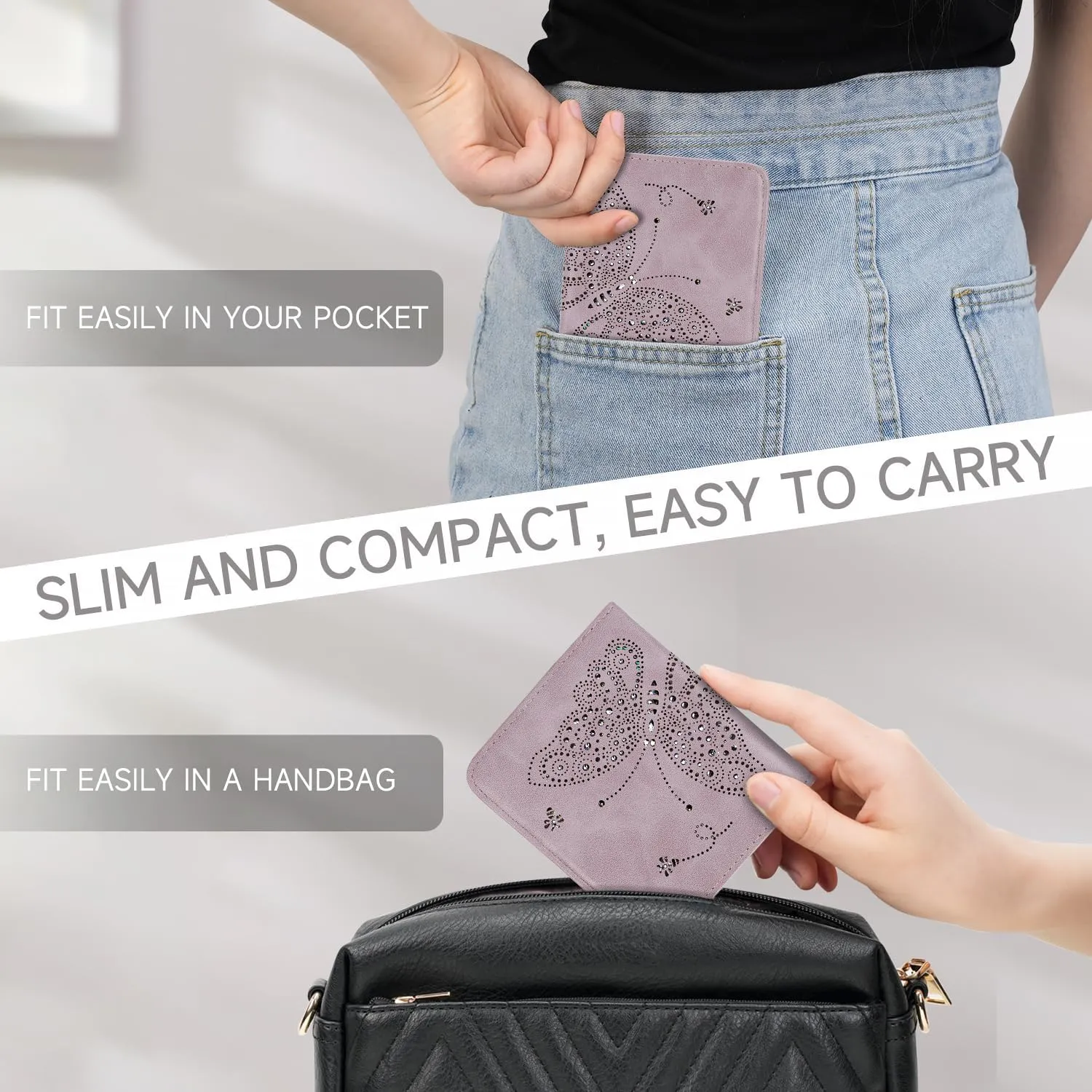 Small RFID Wallet Women Ultra Thin Slim Womens Wallet Mini Compact Bifold Pocket Ladies Wallets for Women PURPLE