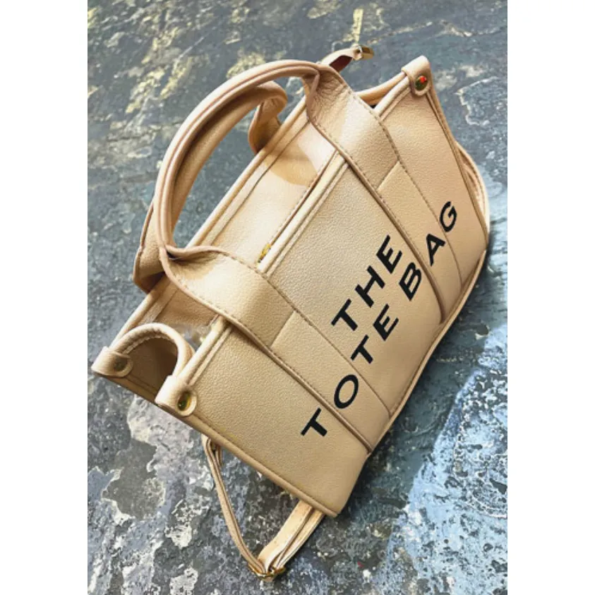 The Tote Bag Leather Crossbody Bag, BEIGE