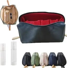 Travel Makeup Pouch for Women, Multifunctional Makeup Bag Small, Makeup Brush Bag with Handle, Lipstick & Toiletry Organizer with Compartments, Travel Makeup Brush Holder (blue)