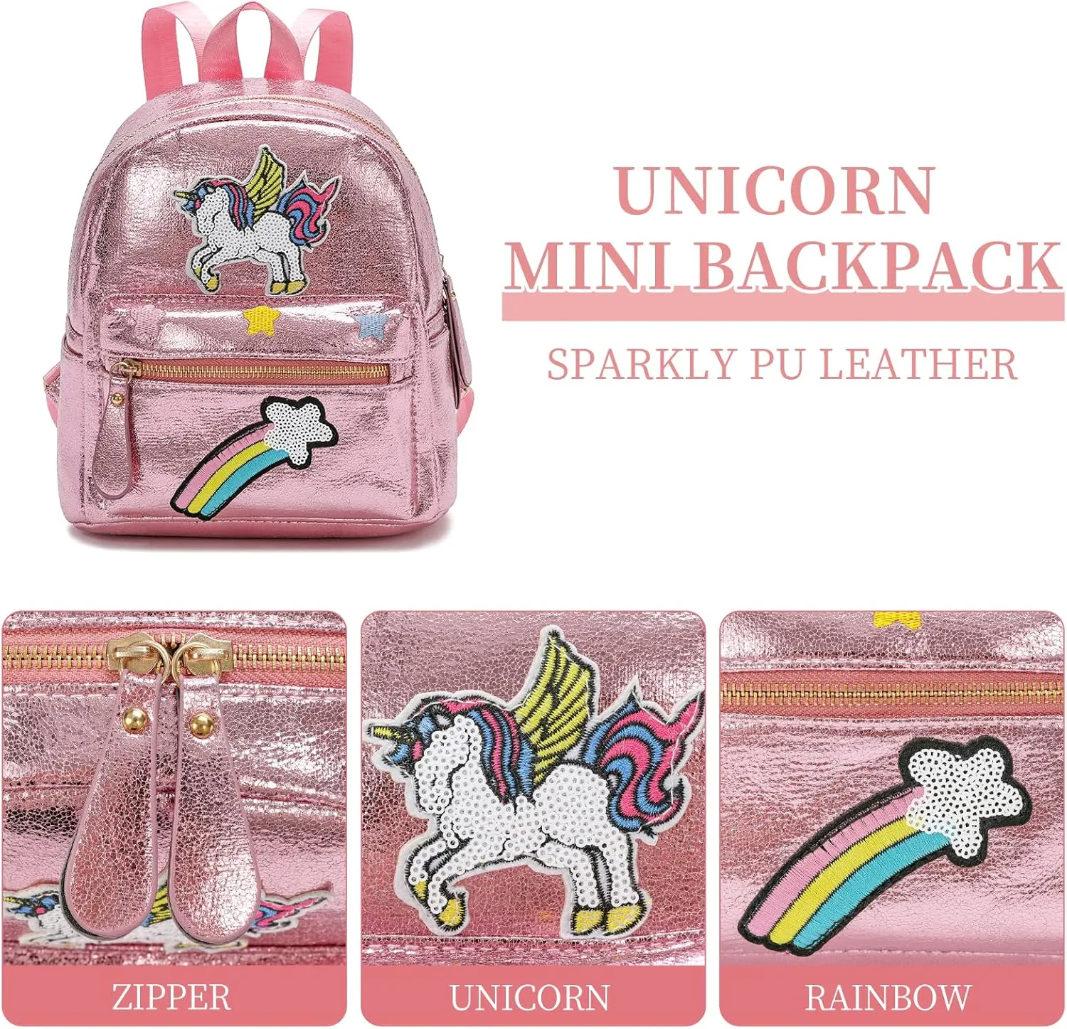 Unicorn Mini Backpack Girls Unicorn Bags Childrens (Pink)