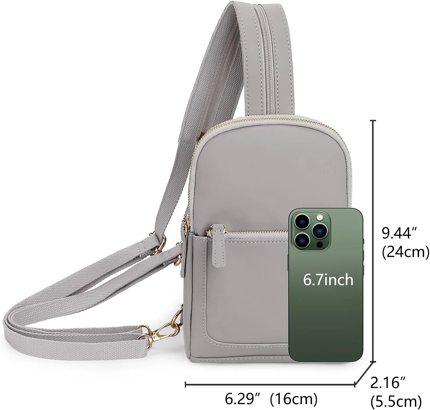 Uromee Sling Bag for Women Crossbody Purse Vegan Leather Fashion Fanny Pack Chest Bag Convertible Small Backpack