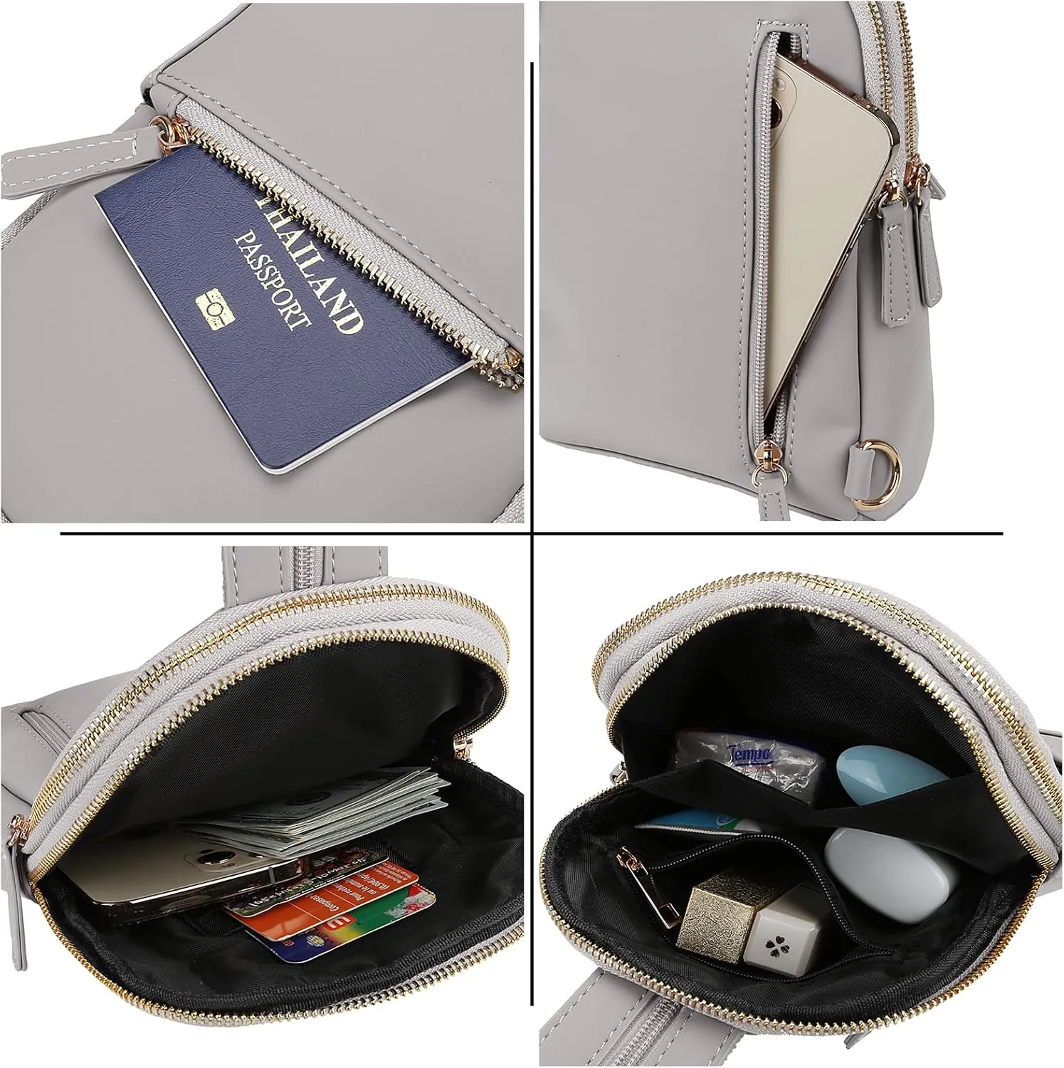 Uromee Sling Bag for Women Crossbody Purse Vegan Leather Fashion Fanny Pack Chest Bag Convertible Small Backpack