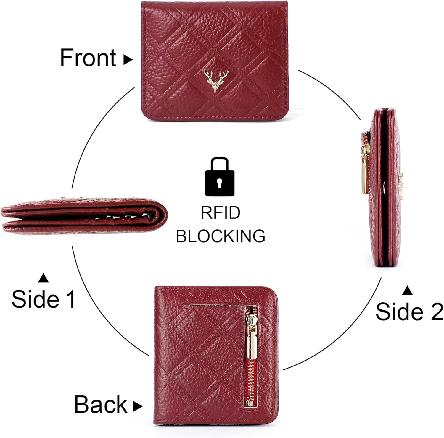 Womens Wallet RFID Blocking Small Compact Bifold Genuine Leather Pocket Wallet Mini Wallets for Women Ladies Purse