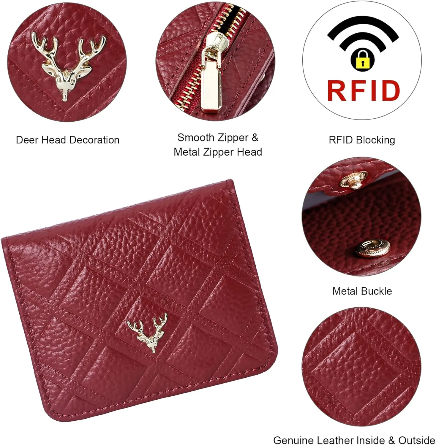 Womens Wallet RFID Blocking Small Compact Bifold Genuine Leather Pocket Wallet Mini Wallets for Women Ladies Purse