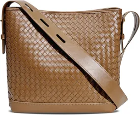 Woven Shoulder Bag For Women Vegan Leather Bucket Bag Large Capacity Tote Bag Trendy Hobo Handbag Purse