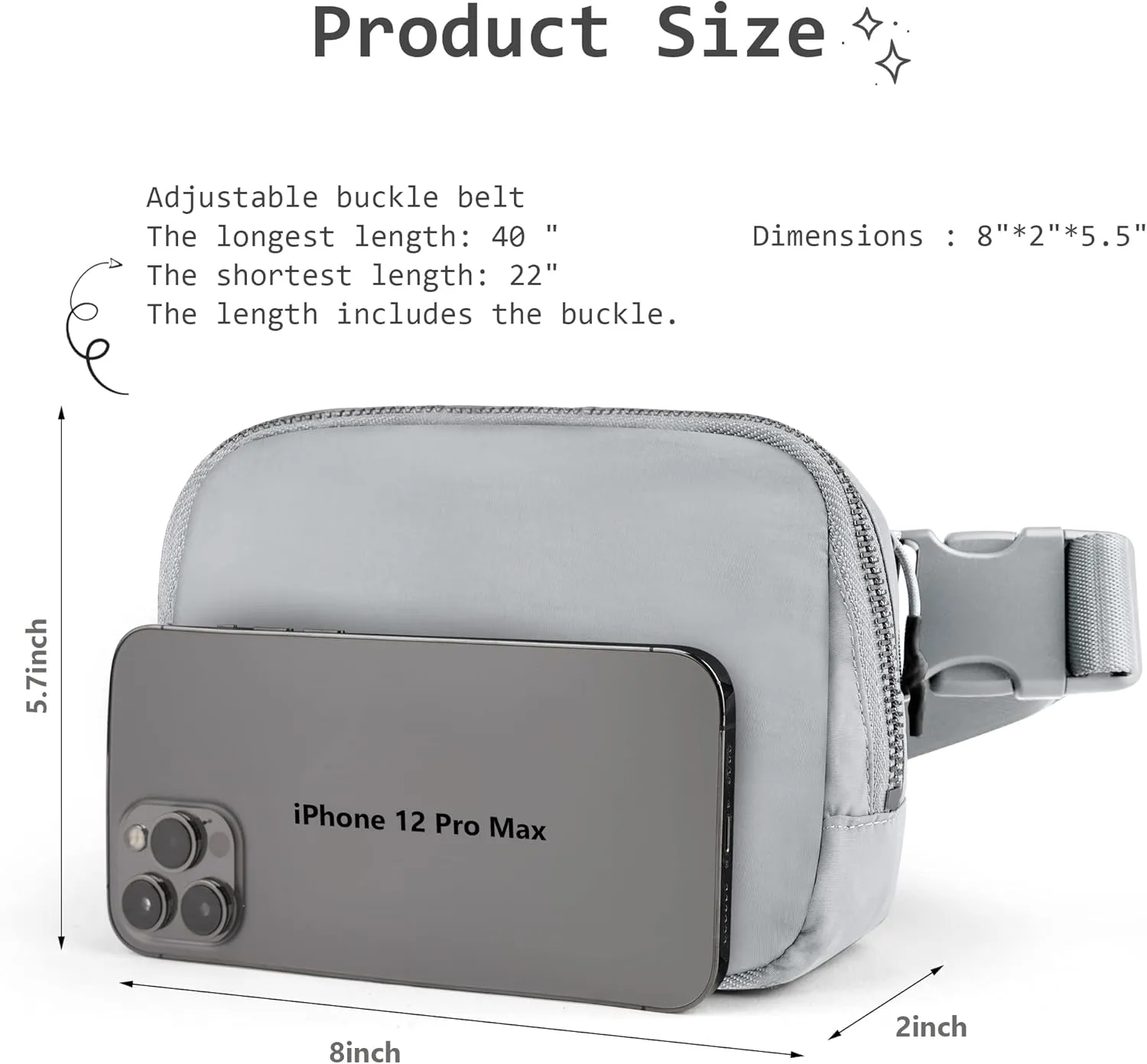 Yaavii Everywhere Belt Bag Unisex Mini Belt Bag, Fashion Small Waist Pouch Waterproof Bum Bag with Adjustable Strap for Workout Running Travelling Hiking, Light Grey