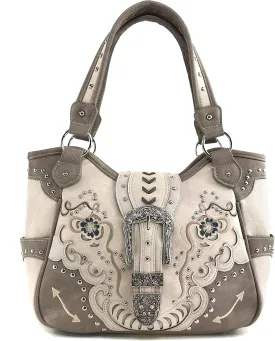 Zelris Floral Poppy Buckle Western Women Conceal Carry Tote Handbag Purse